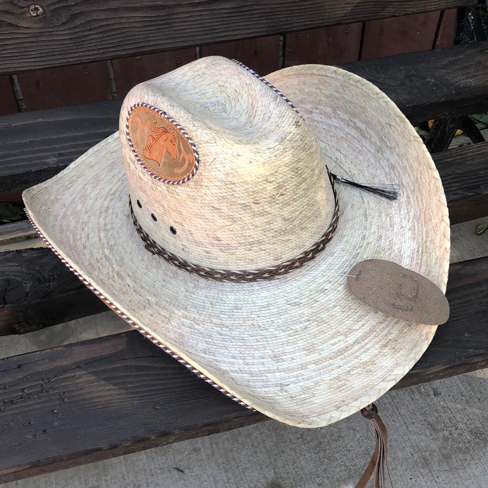 Horse leather cowboy design hat unisex